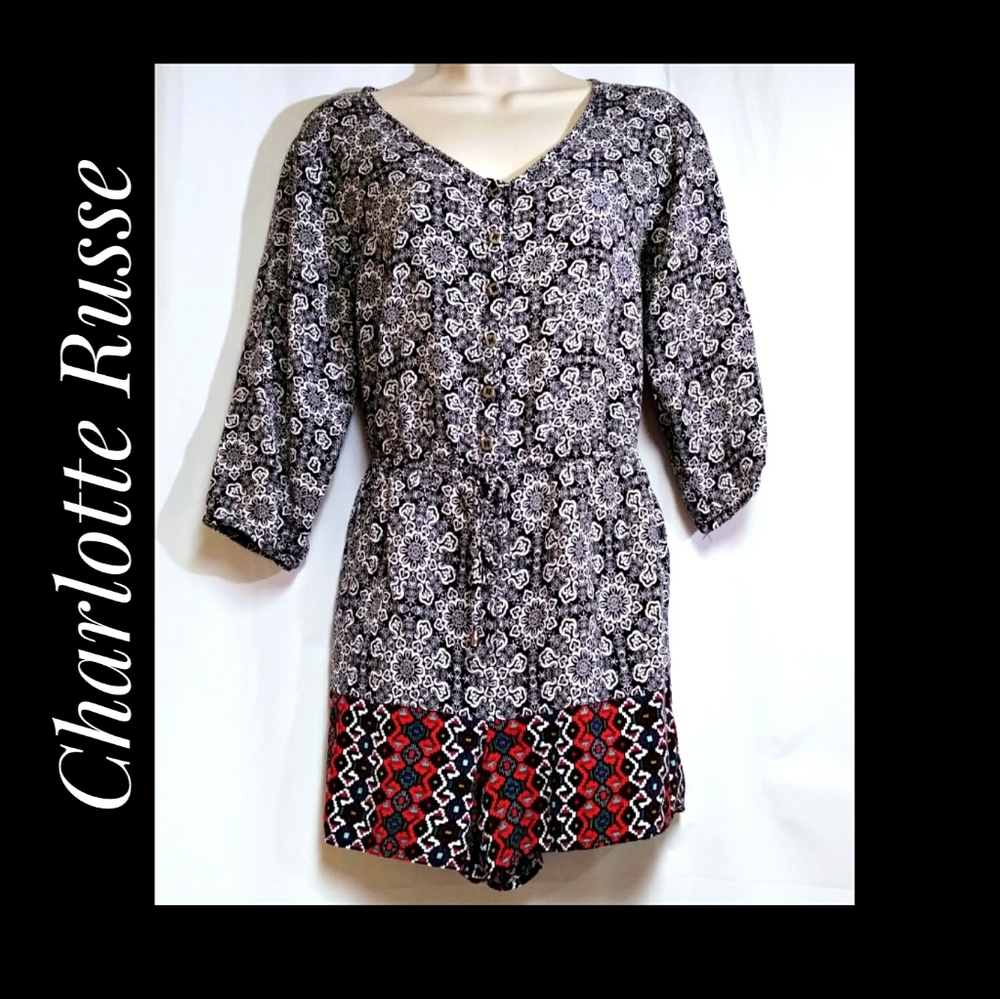 Charlotte Russe Romper Black White Multicolor